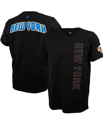 Men's Fisll Black New York Knicks 3D Puff Print Sliced Logo T-shirt