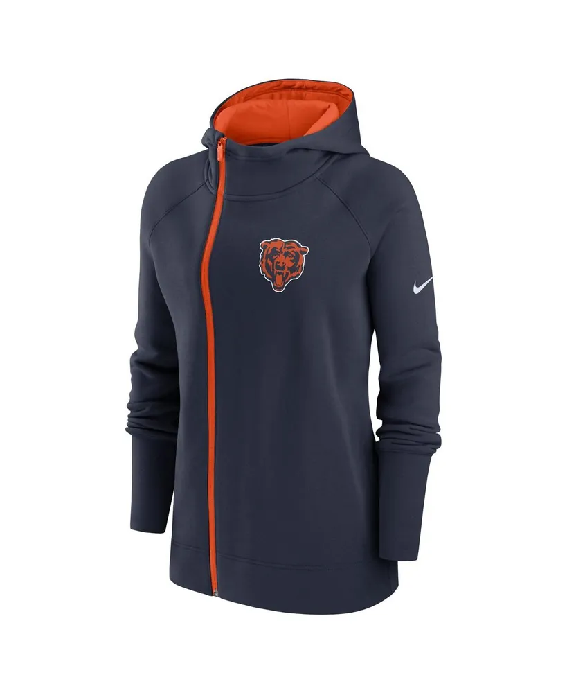 Women's Nike Navy Chicago Bears Asymmetrical Raglan Full-Zip Hoodie