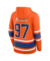 Men's Fanatics Connor McDavid Orange Edmonton Oilers Name and Number Lace-Up Pullover Hoodie