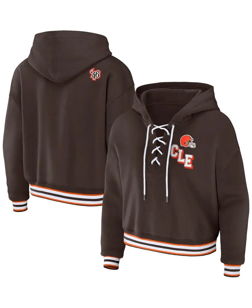 Women's Wear by Erin Andrews Brown Cleveland Browns Lace-Up Pullover Hoodie