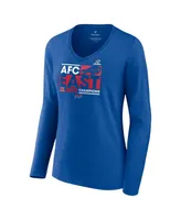 Women's Fanatics Royal Buffalo Bills 2023 Afc East Division Champions Conquer Long Sleeve V-Neck T-shirt