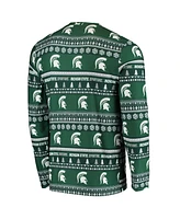 Men's Concepts Sport Green Michigan State Spartans Ugly Sweater Knit Long Sleeve Top and Pant Set