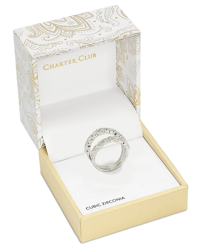 Charter Club Silver-Tone 2-Pc. Set Cubic Zirconia Stack Rings, Created for Macy's