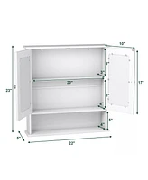New Bathroom Wall Cabinet Double Mirror Door Cupboard Storage Medicine Cabinet Shelf