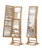 Jewelry Cabinet Full-Length Mirror Lockable Jewelry Armoire with 6 Lights