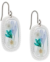 Lucky Brand Silver-Tone Pressed Flower Drop Earrings