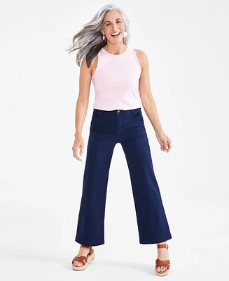 Style & Co Petite High-Rise Wide-Leg Jeans, Created for Macy's