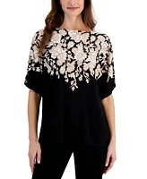 Jm Collection Women's Printed Short Dolman-Sleeve Top, Created for Macy's