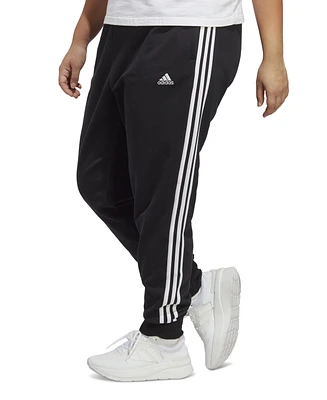 adidas Plus Essentials 3-Striped Cotton French Terry Cuffed Joggers