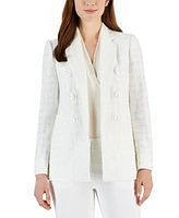 Anne Klein Women's Eyelash Tweed Faux-Double-Breasted Blazer