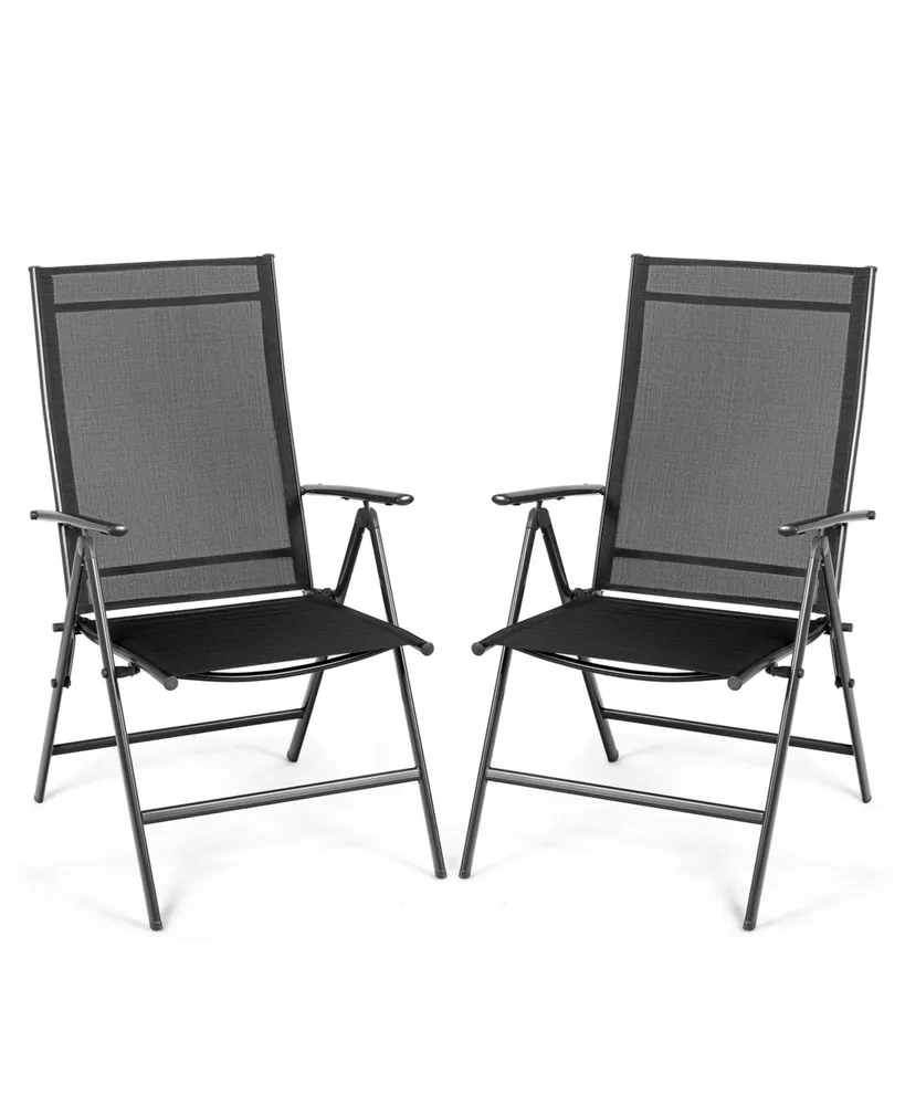 Set of 2 Adjustable Portable Patio Folding Dining Chair Recliners