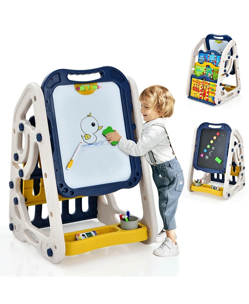 3-in-1 Kids Art Easel Double-Sided Tabletop Easel with Art Accessories