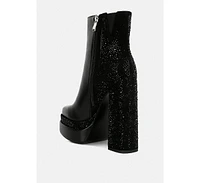 Womens dryday diamante zip up block heel boots