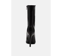 Rag & Co Nagini Over Ankle Pointed Toe High Heeled Boot in Black