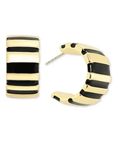 On 34th Gold-Tone Striped Medium Hoop Earrings, 1.2", Created for Macy's