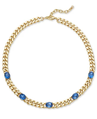 On 34th Crystal Station Chain Link Collar Necklace, 16" + 2" extender, Created for Macy's