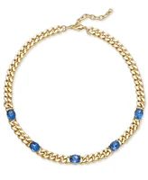 On 34th Crystal Station Chain Link Collar Necklace, 16" + 2" extender, Created for Macy's
