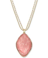 Style & Co Oval Stone Double Chain Pendant Necklace, 38" + 3" extender, Created for Macy's