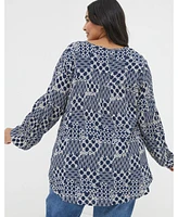 FatFace Women's Plus Georgie Patchwork Geo Tunic