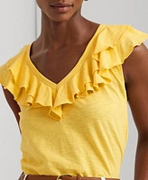 Lauren Ralph Women's Ruffled Sleeveless Tee