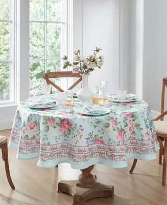 Vintage-Like Floral Garden Tablecloth, 70" x 70" Round