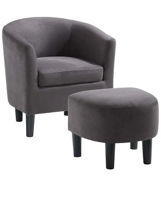 Convenience Concepts 26.25" Microfiber Churchill Accent Chair with Ottoman