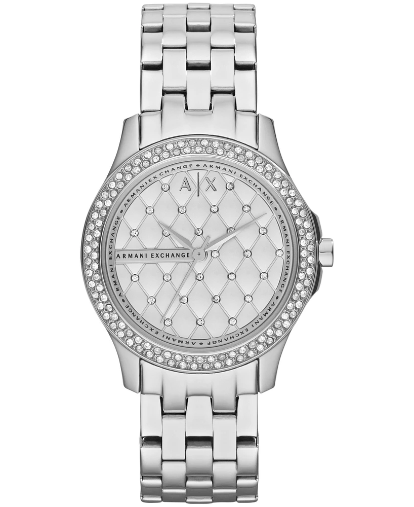 A|X Armani Exchange Women's Three-Hand Silver-Tone Stainless Steel Watch 36mm - Silver