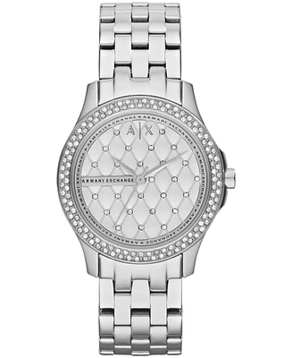 A|X Armani Exchange Women's Three-Hand Silver-Tone Stainless Steel Watch 36mm - Silver