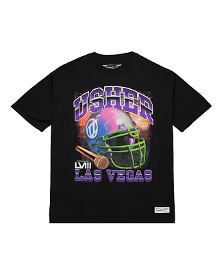 Men's and Women's Mitchell & Ness Black Usher Super Bowl Lviii Collection Event Night T-shirt