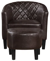 Convenience Concepts 27.75" Faux Leather Roosevelt Accent Chair with Ottoman