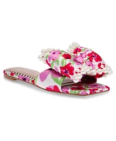 Betsey Johnson Women's Liah Pearl-Embellished Bow Slide Sandals