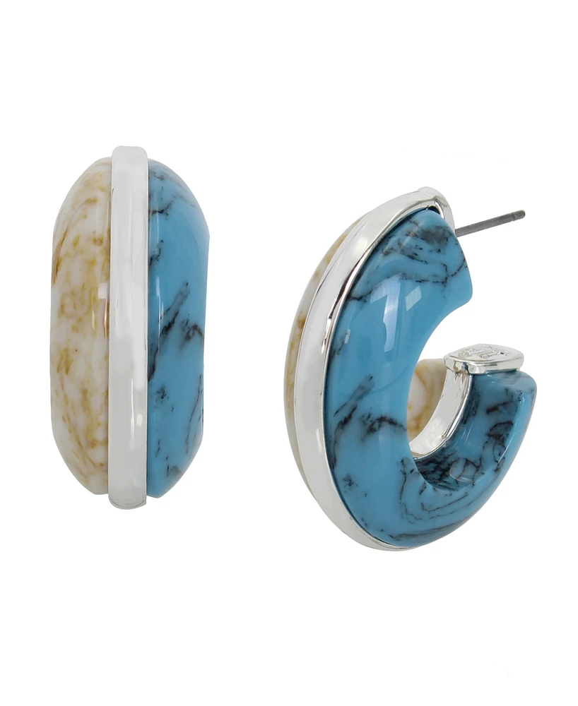 Robert Lee Morris Soho Semi-Precious Mixed Stone Chunky Hoop Earrings