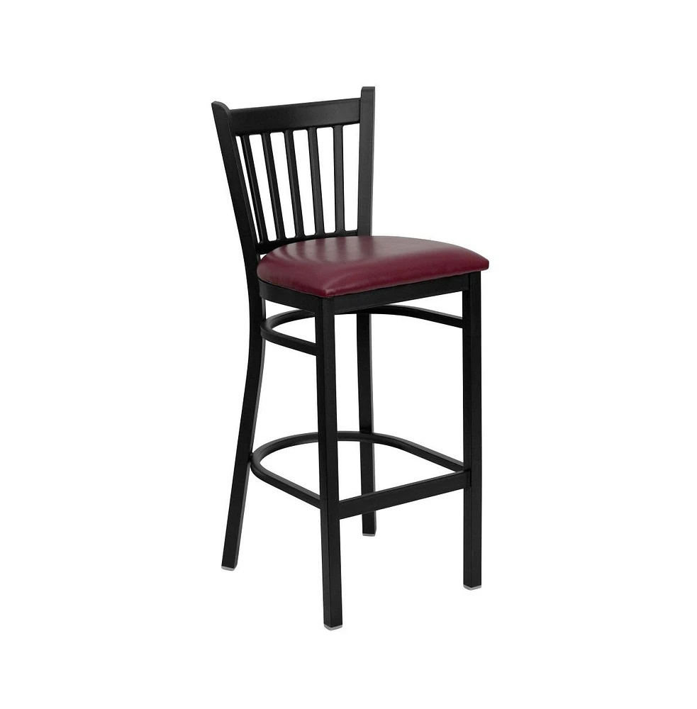 Vertical Back Metal Restaurant Dining Barstool