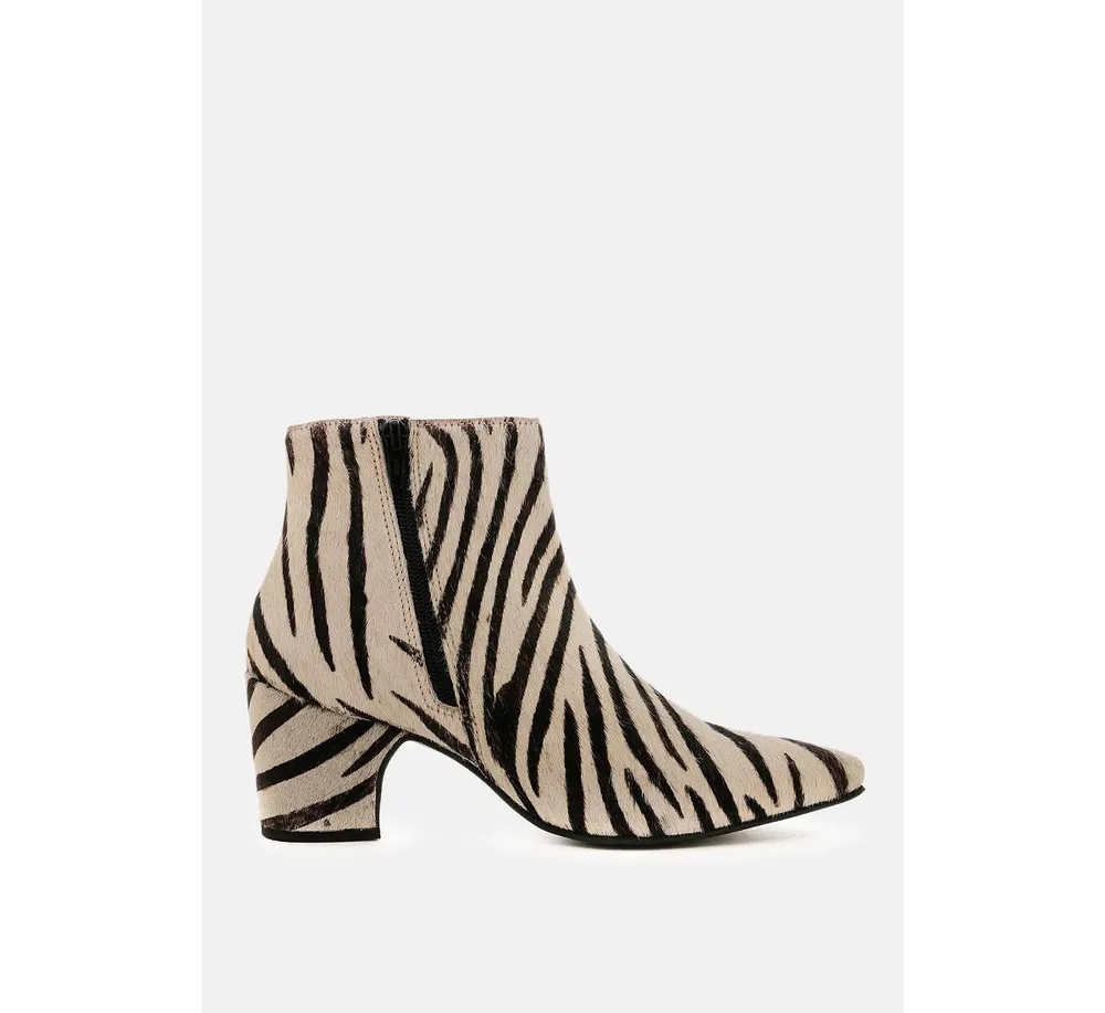 Elissa Women's Zebra Print Ankle Boots