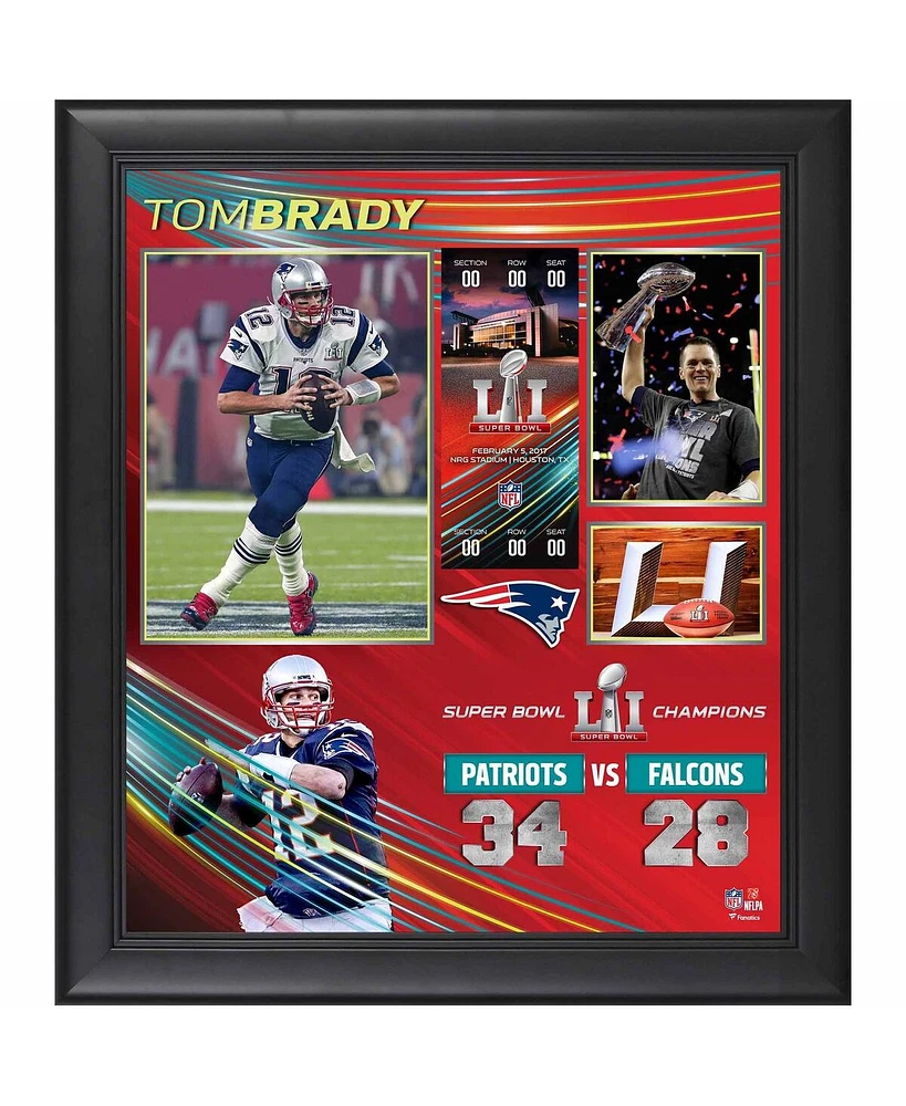 Tom Brady New England Patriots Framed 15" x 17" Super Bowl Li Champions Collage