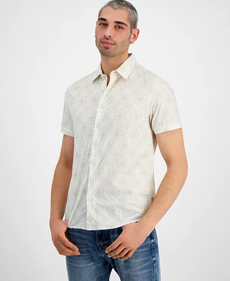 Guess Men's Regular-Fit Mosaic Embroidery Shirt