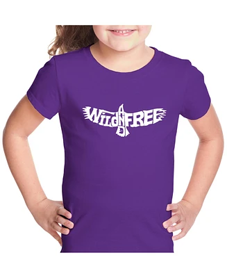 Girl's Word Art T-shirt - Wild and Free Eagle