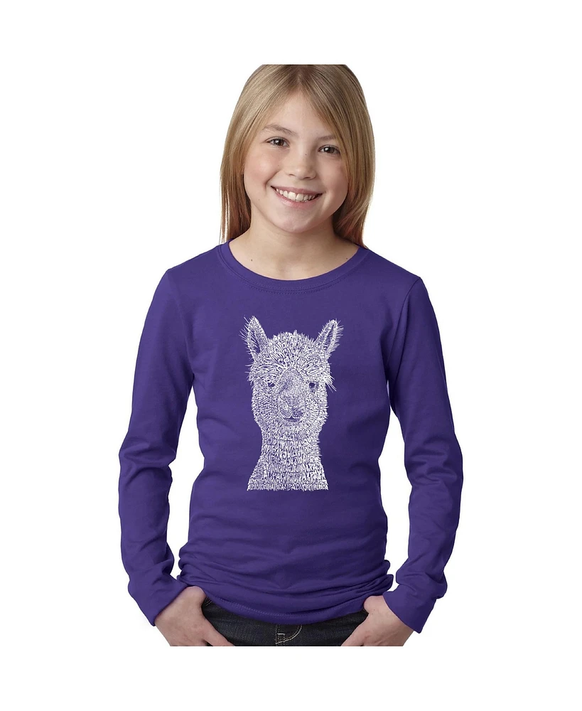 Girl's Word Art Long Sleeve - Alpaca