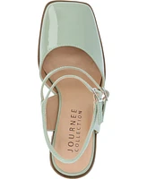 Journee Collection Women's Caisey Double Strap Square Toe Block Heel Pumps