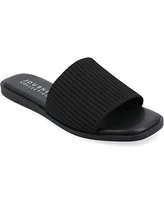 Journee Collection Women's Prisilla Single Band Slide Flat Sandals