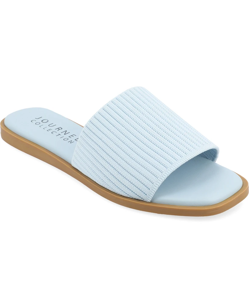 Journee Collection Women's Prisilla Single Band Slide Flat Sandals