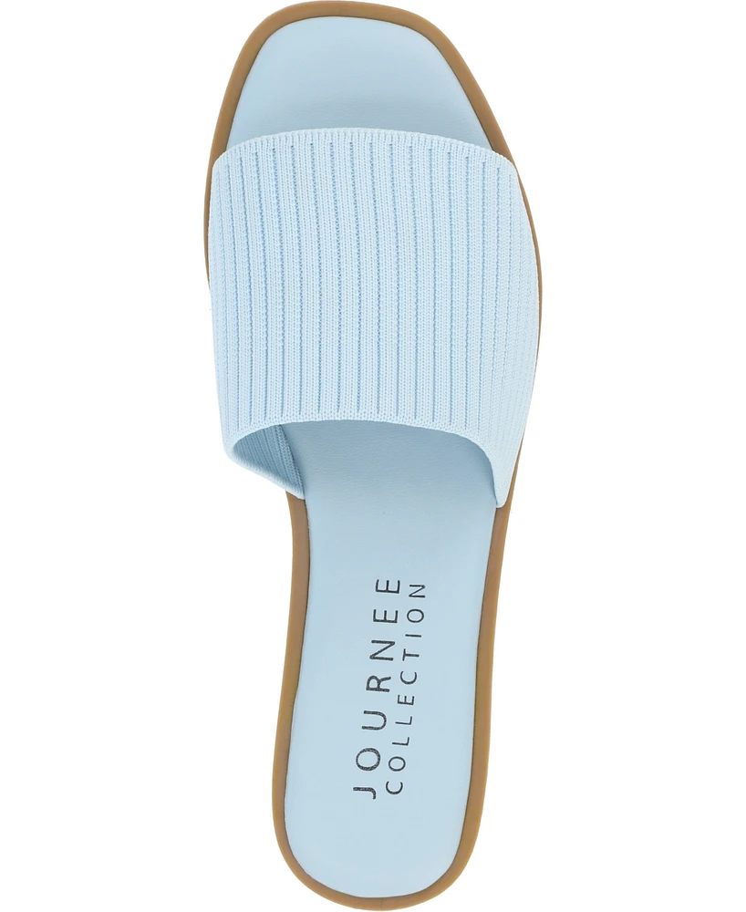 Journee Collection Women's Prisilla Single Band Slide Flat Sandals