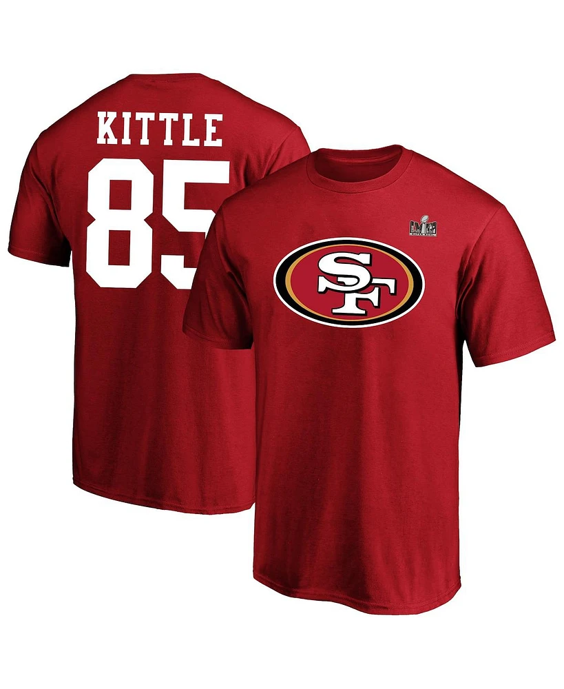 Men's Fanatics George Kittle Scarlet San Francisco 49ers Super Bowl Lviii Big and Tall Player Name Number T-shirt