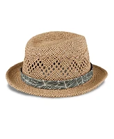 Levi's Men's Packable Open Weave Fedora Hat with Two Interchangeable Bands