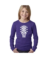 Girl's Word Art Long Sleeve - Guitar Head Music Genres Tshirt