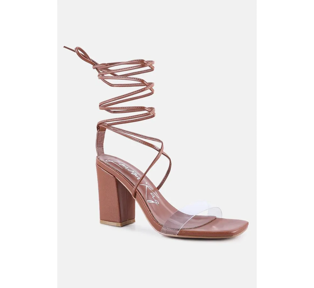 London Rag high cult strappy tie-up block heels sandals