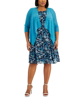 Connected Plus Open-Font Jacket & Printed Dress