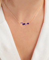 Amethyst (1/3 ct. t.w.) & Rose de France Amethyst (1/3 ct. t.w.) Mixed Cut Cluster 18" Pendant Necklace in 14k Rose Gold-Plated Sterling Silver