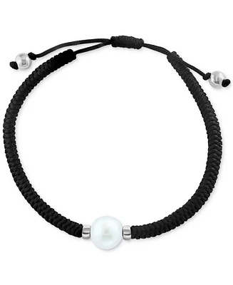 Effy Men's Freshwater Pearl (11mm) Black String Bolo Bracelet in Sterling Silver