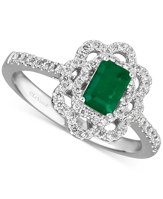 Le Vian Costa Smeraldas Emeralds (3/8 ct. t.w.) & Vanilla Diamond (1/3 ct. t.w.) Halo Ring in Platinum